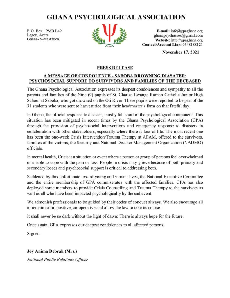 A Message of Condolence.